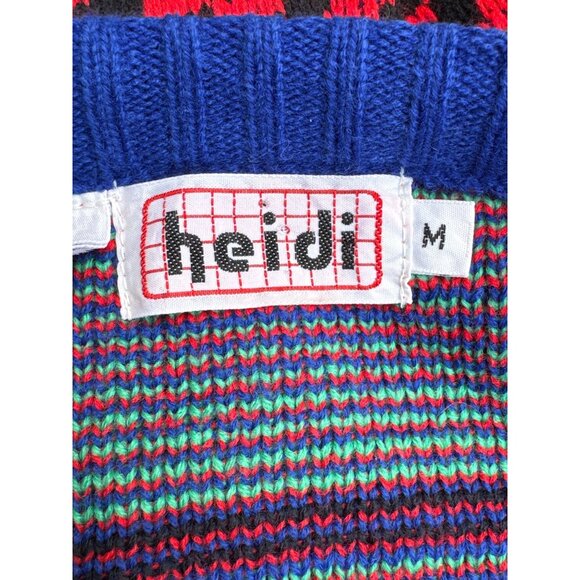 Vintage Heidi V-Neck Knit Sweater Floral & Geometric Patterns Korea M Acrylic - Picture 5 of 7